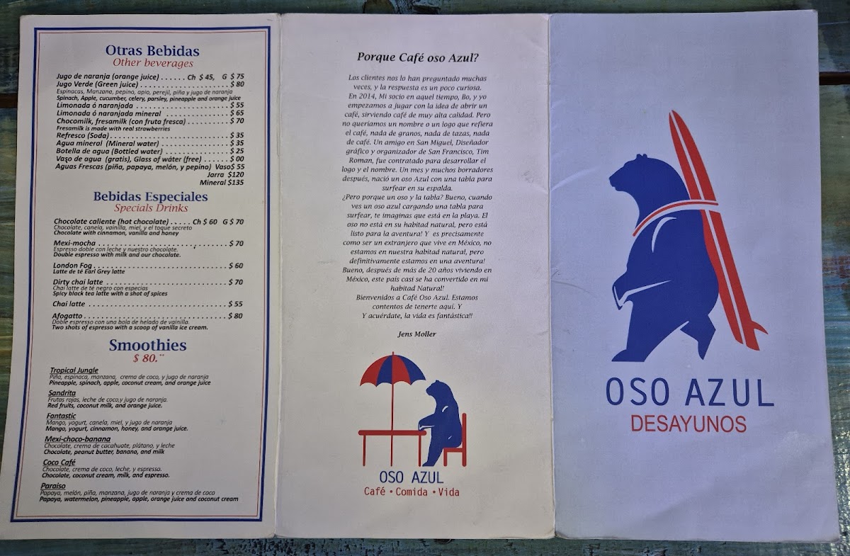 Cafe Oso Azul Menu - Image 2